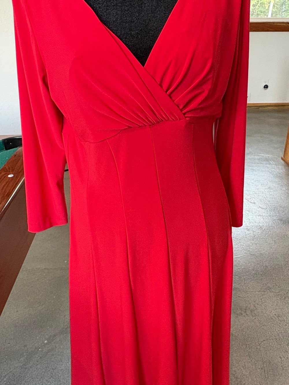 Ralph Lauren Red V-Neck Long Sleeve Maxi Dress